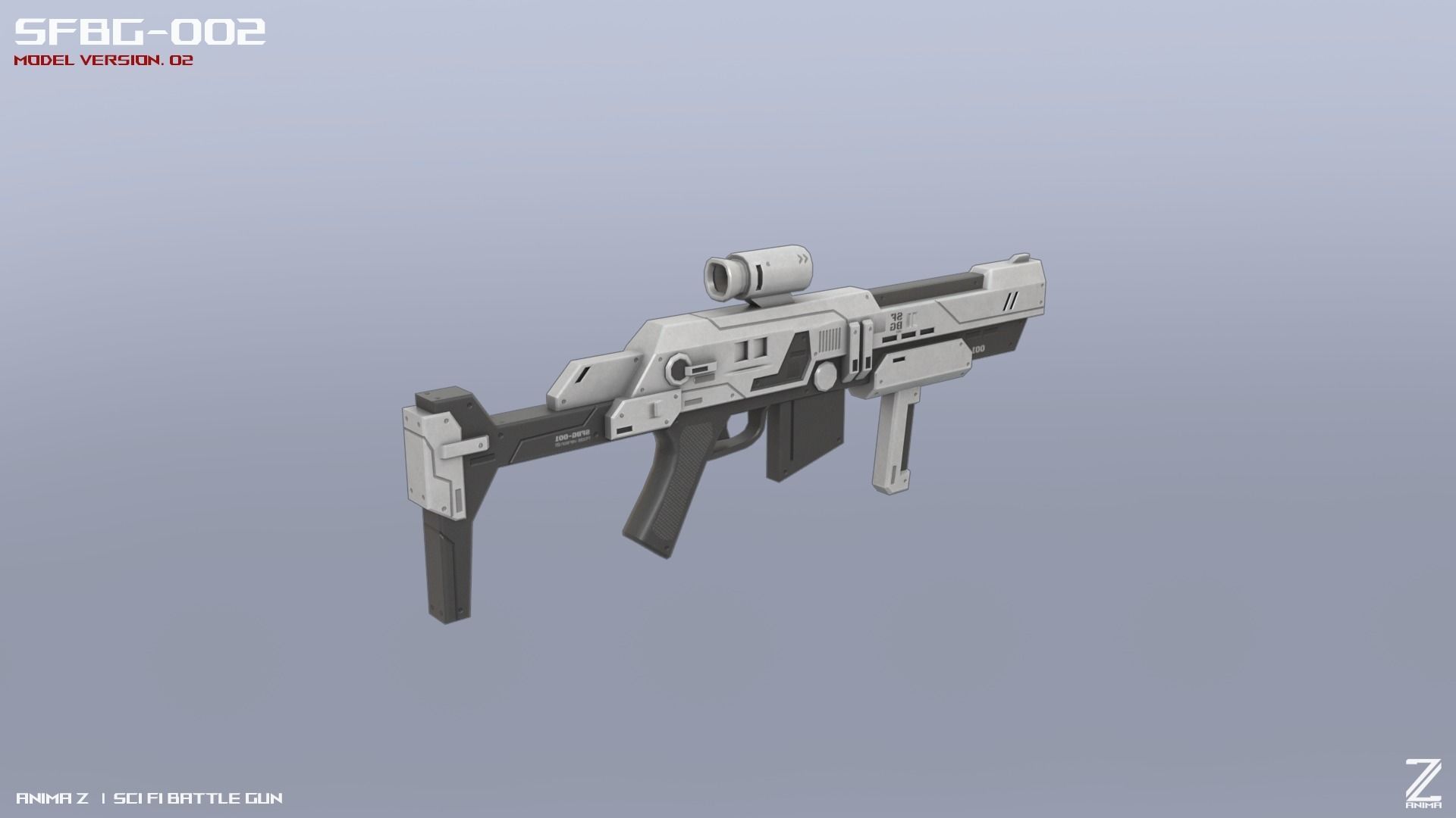 Scifi Battle gun Low-poly 3D model_6