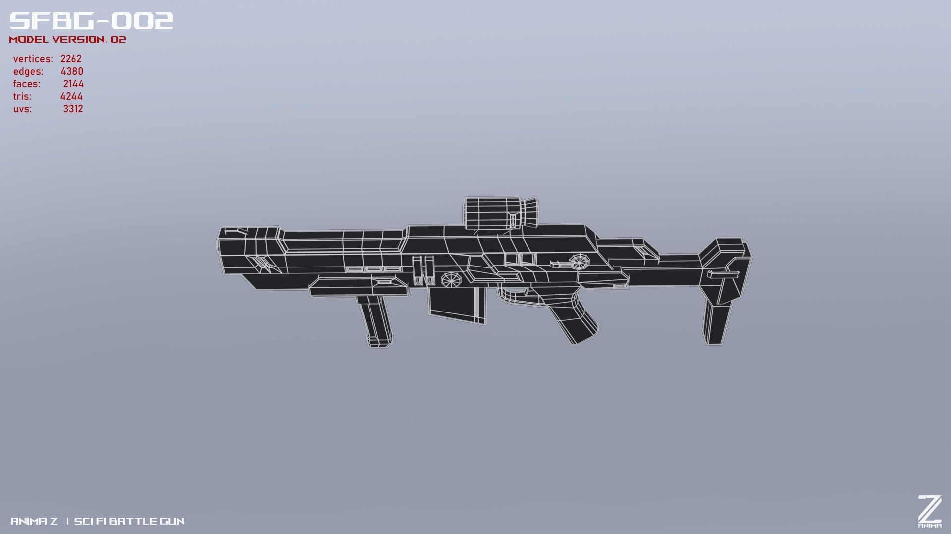 Scifi Battle gun Low-poly 3D model_3
