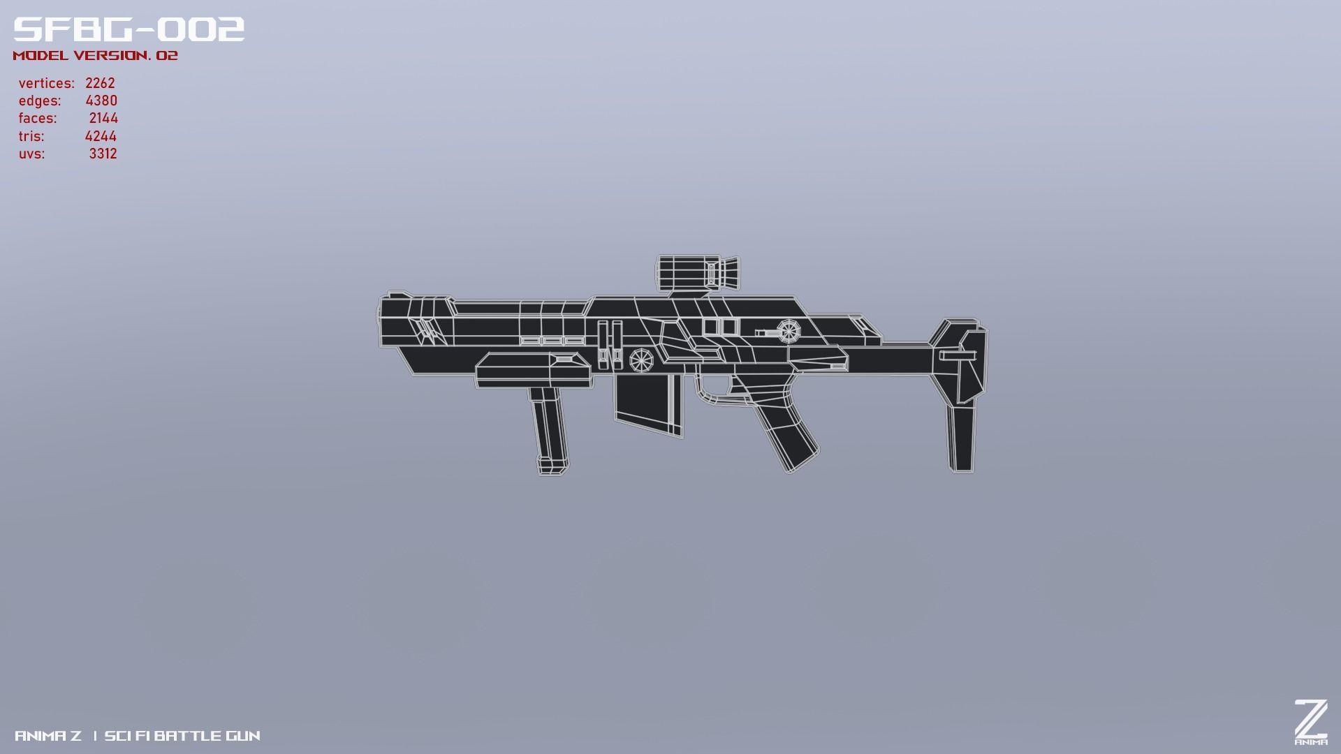 Scifi Battle gun Low-poly 3D model_16