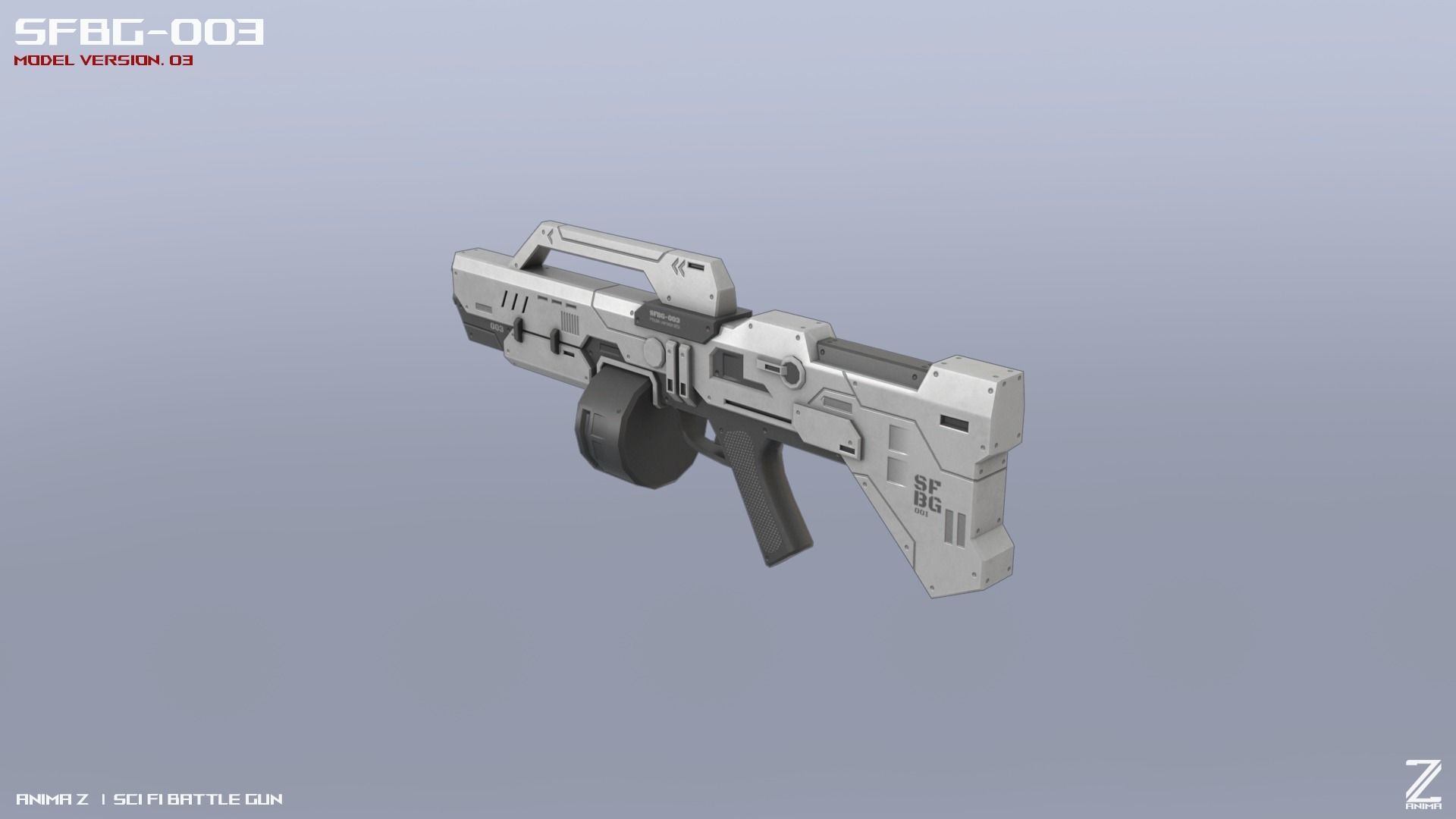 Scifi Battle gun Low-poly 3D model_4