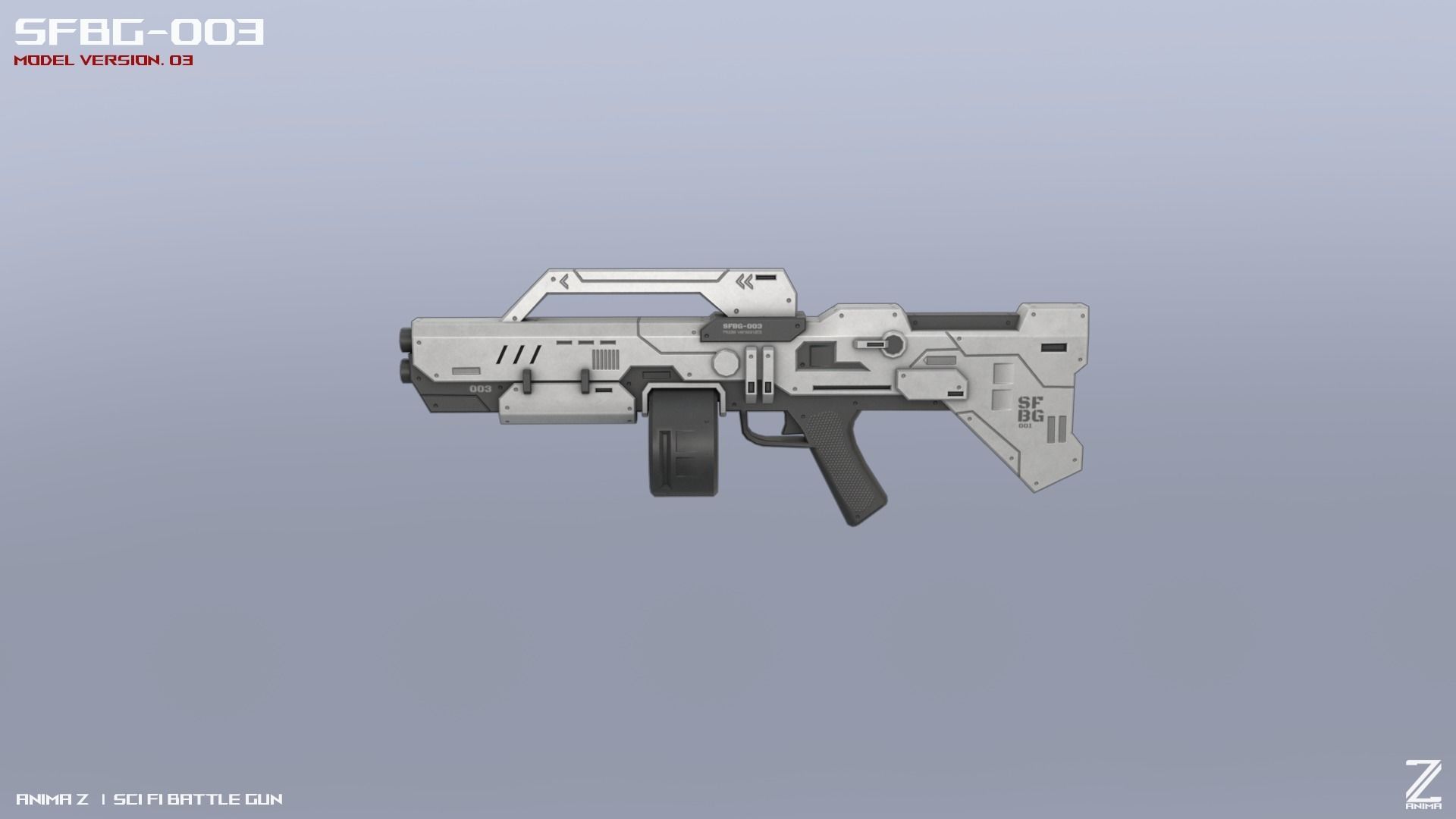 Scifi Battle gun Low-poly 3D model_10