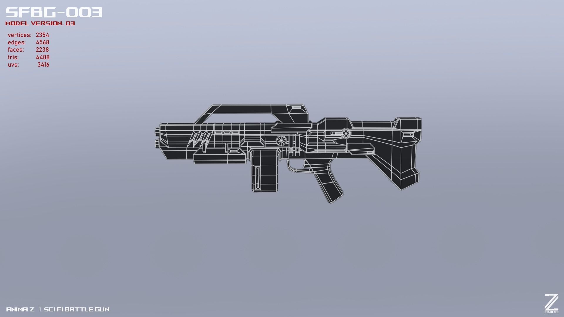 Scifi Battle gun Low-poly 3D model_3