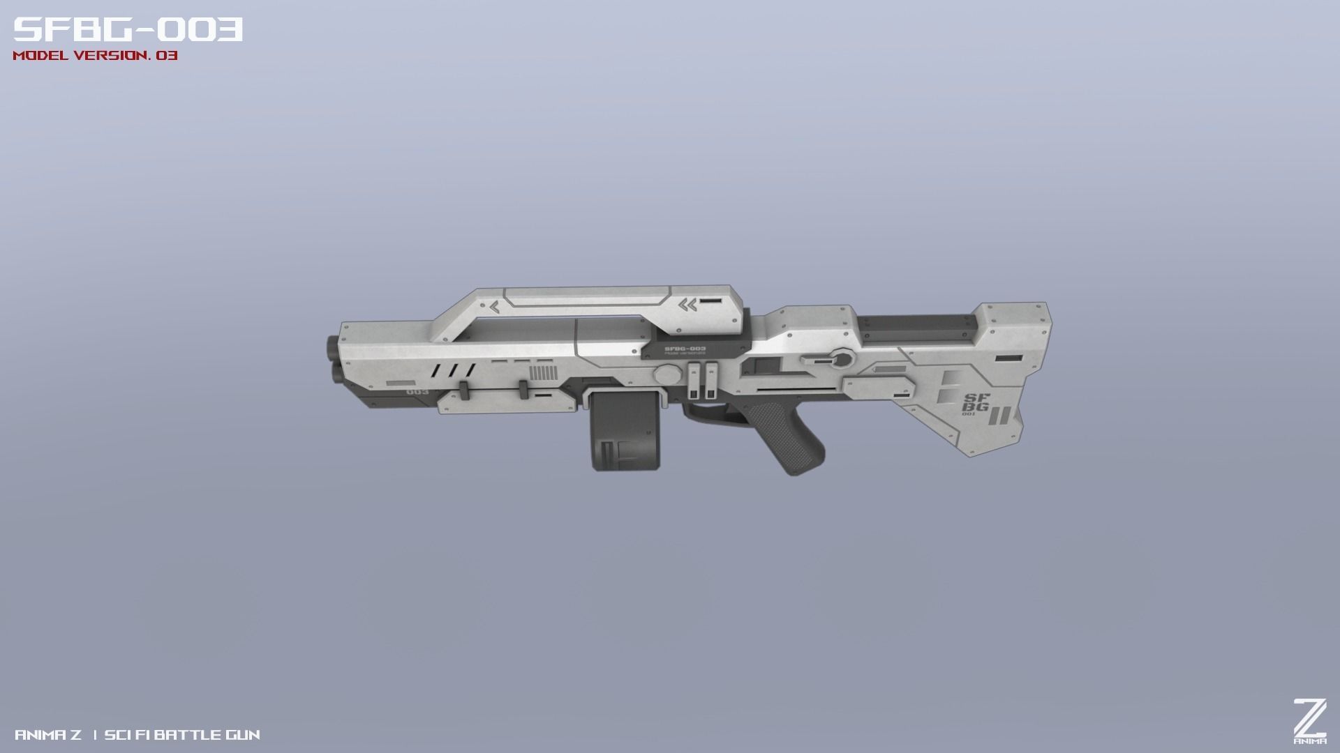 Scifi Battle gun Low-poly 3D model_9