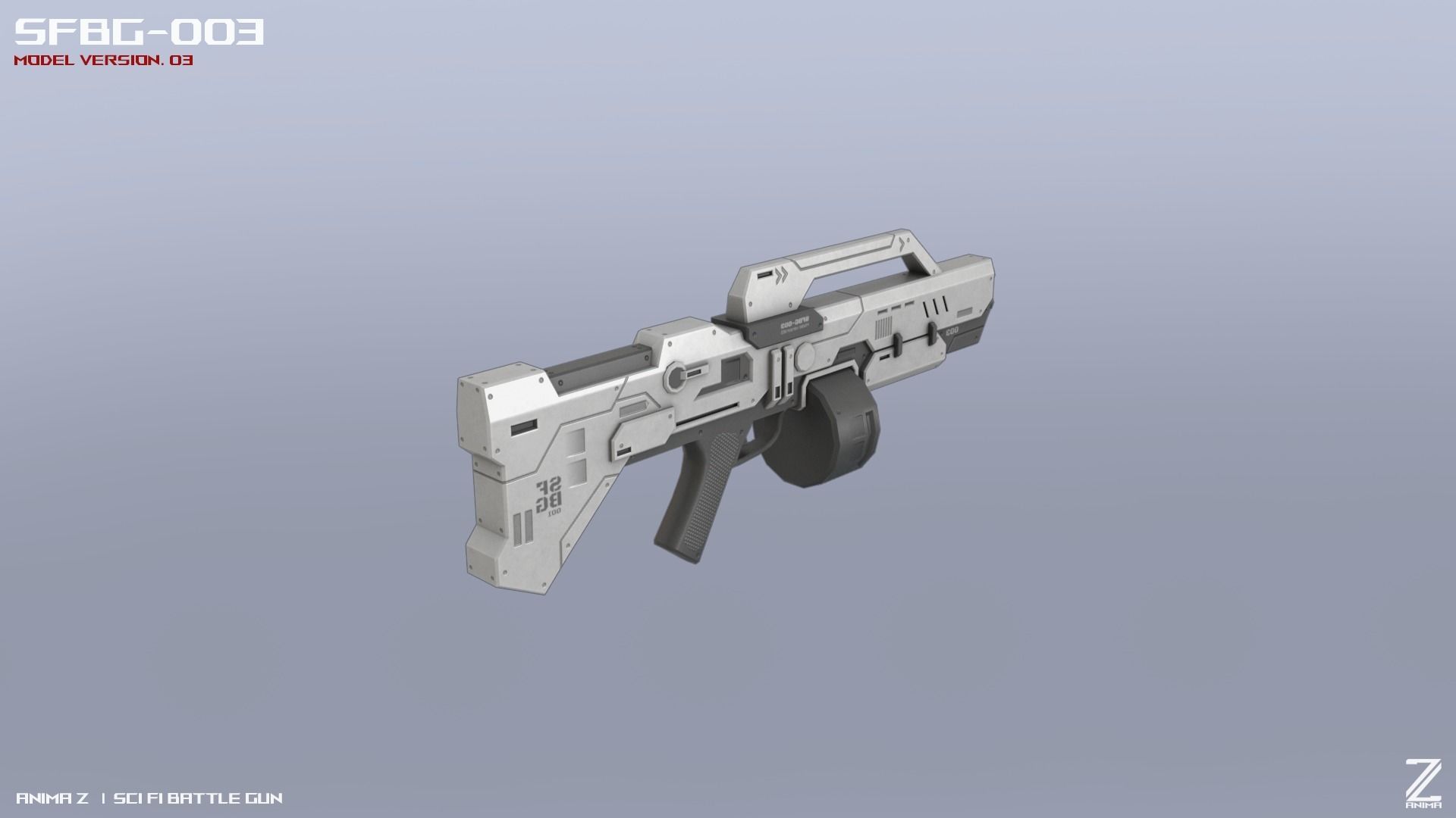 Scifi Battle gun Low-poly 3D model_7