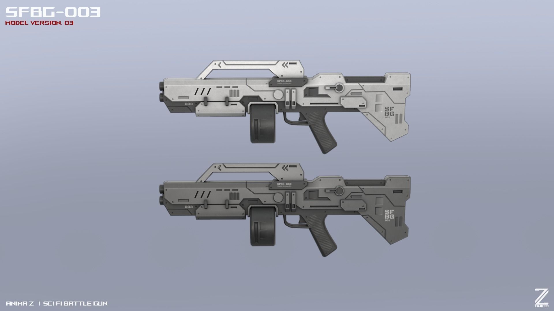 Scifi Battle gun Low-poly 3D model_1