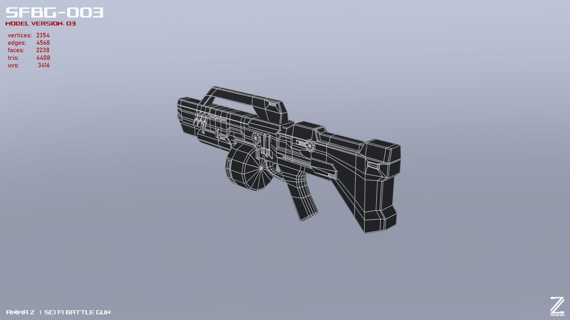 Scifi Battle gun Low-poly 3D model_11