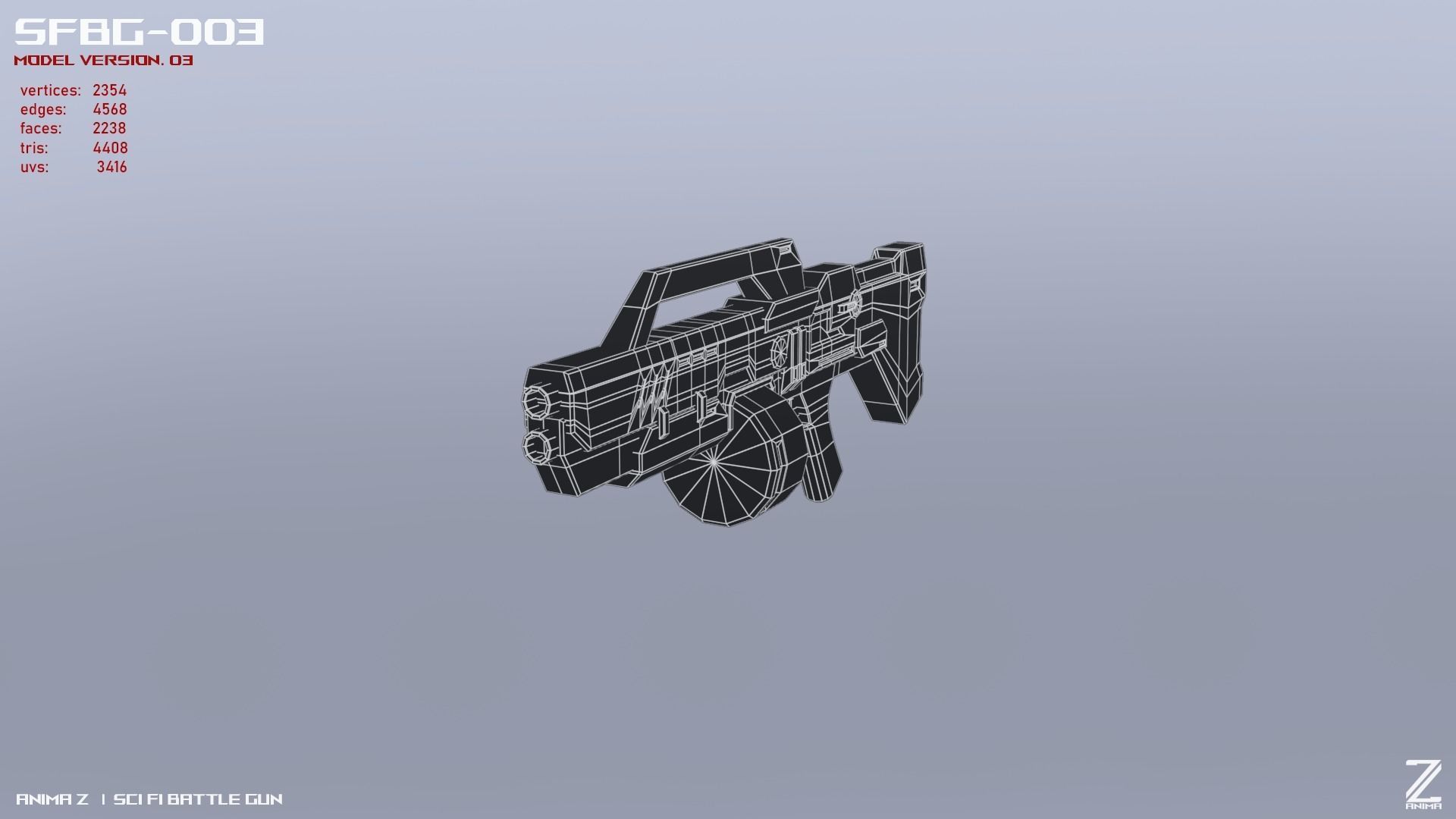 Scifi Battle gun Low-poly 3D model_15