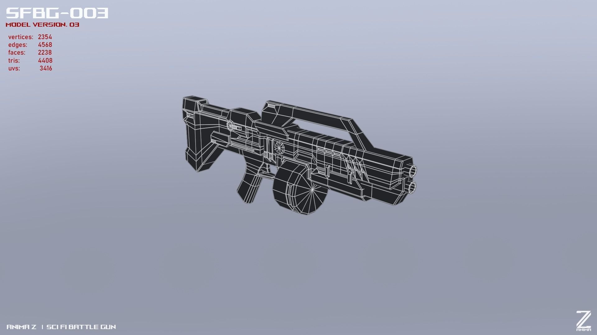 Scifi Battle gun Low-poly 3D model_12