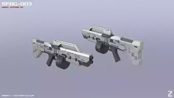 Scifi Battle gun Low-poly 3D model