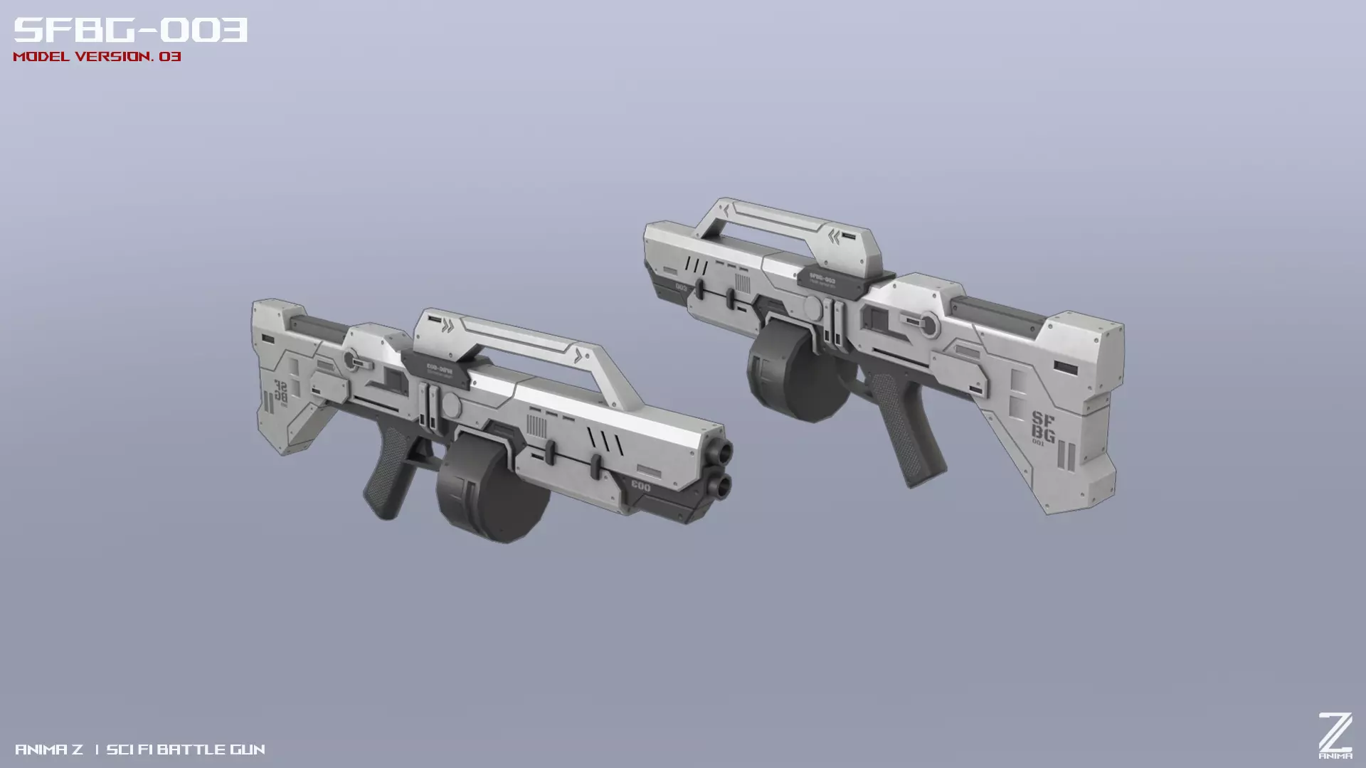 Scifi Battle gun Low-poly 3D model_0