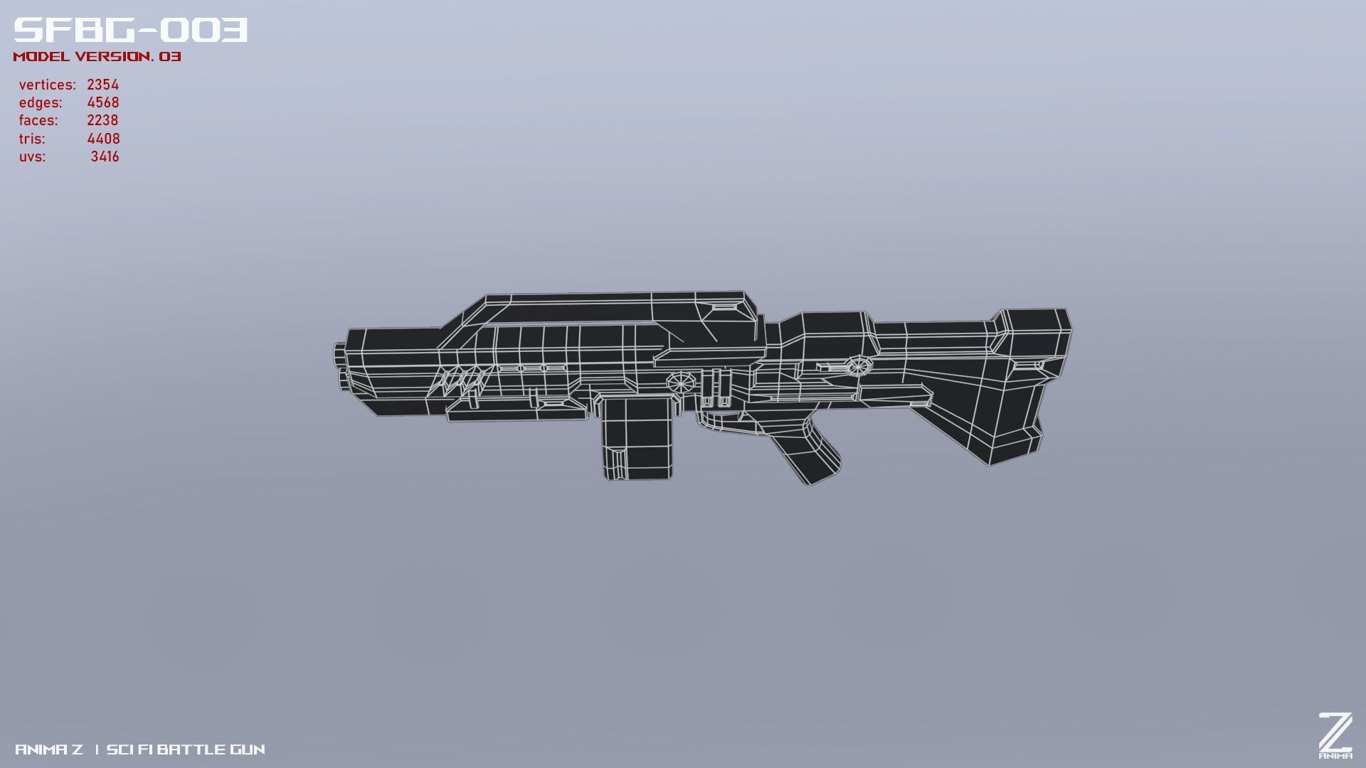 Scifi Battle gun Low-poly 3D model_16