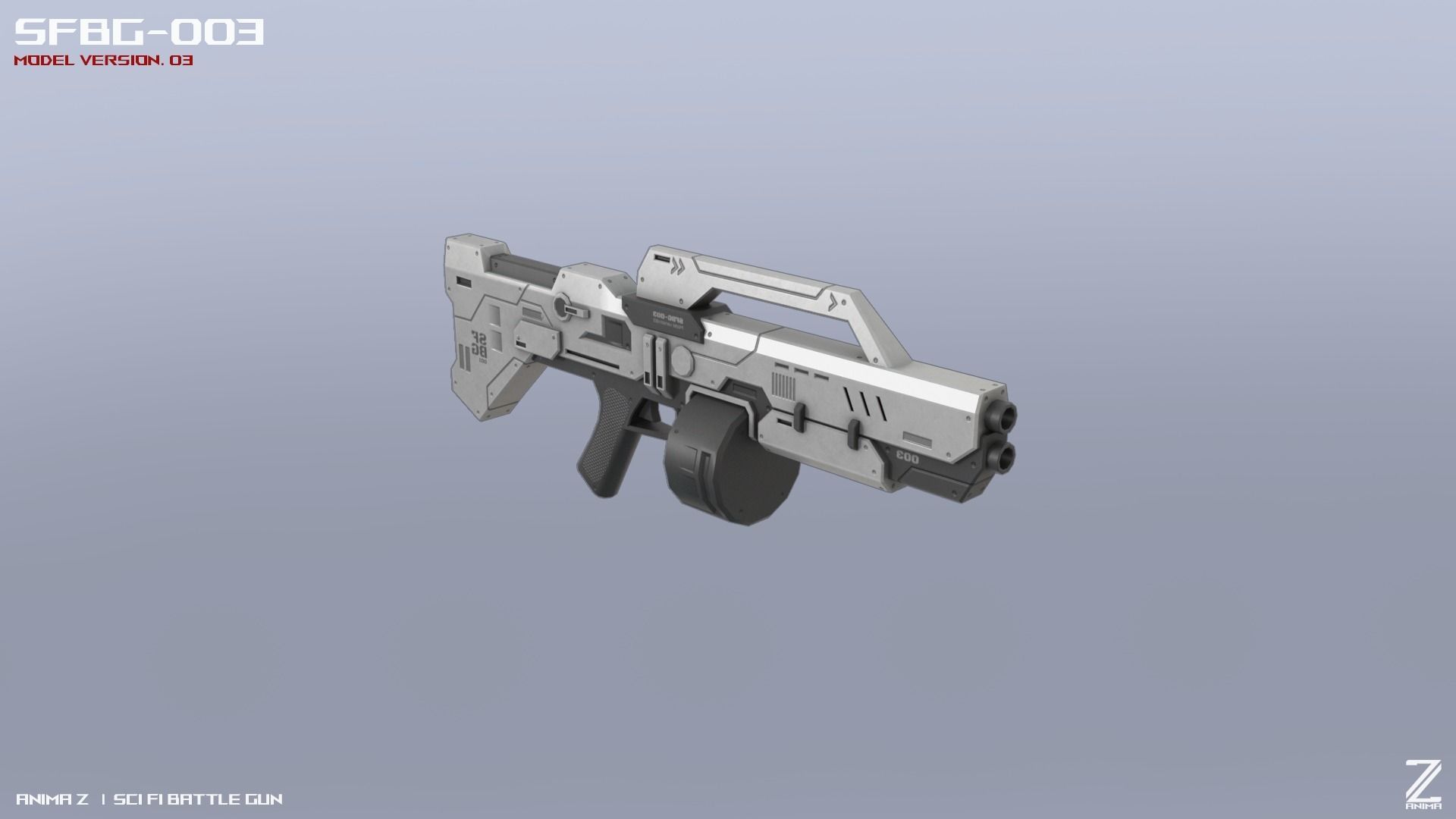 Scifi Battle gun Low-poly 3D model_5