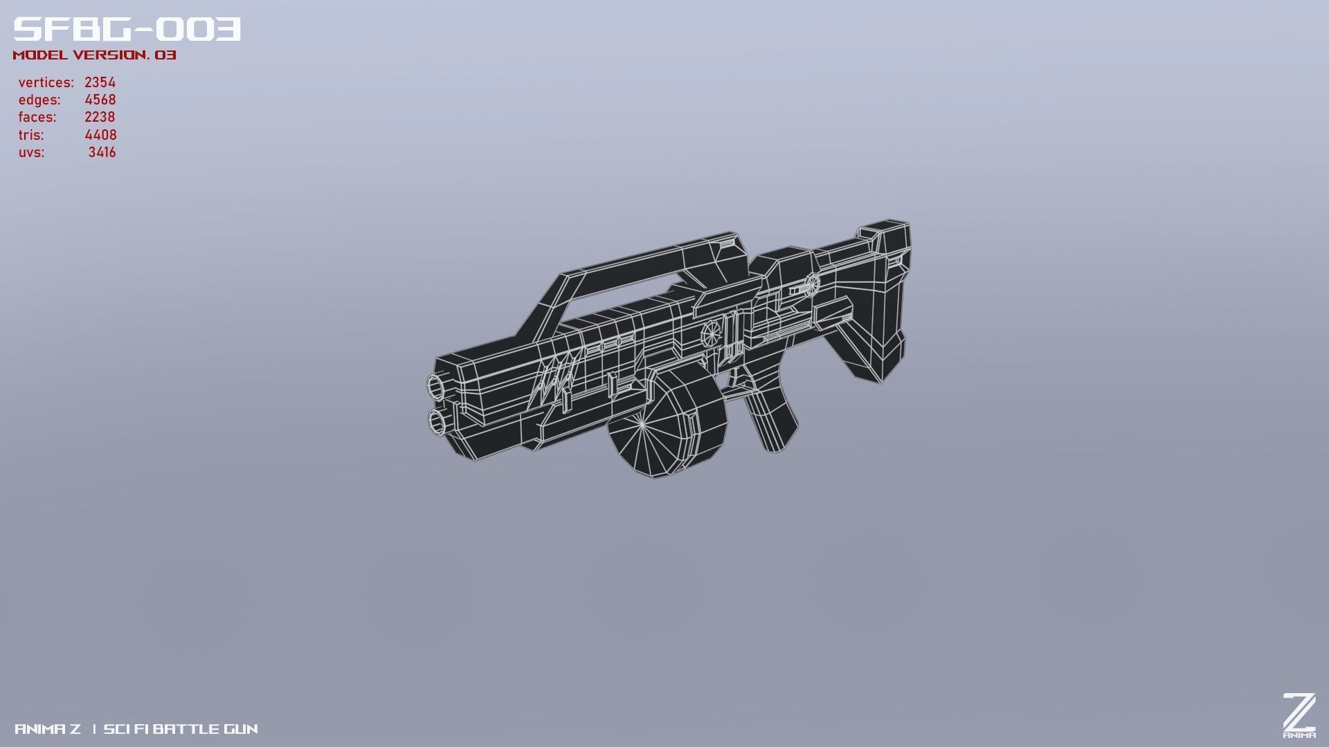 Scifi Battle gun Low-poly 3D model_13