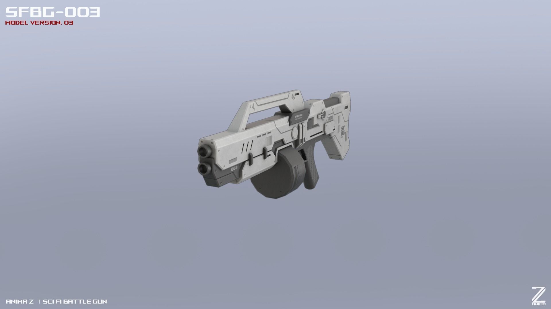 Scifi Battle gun Low-poly 3D model_8