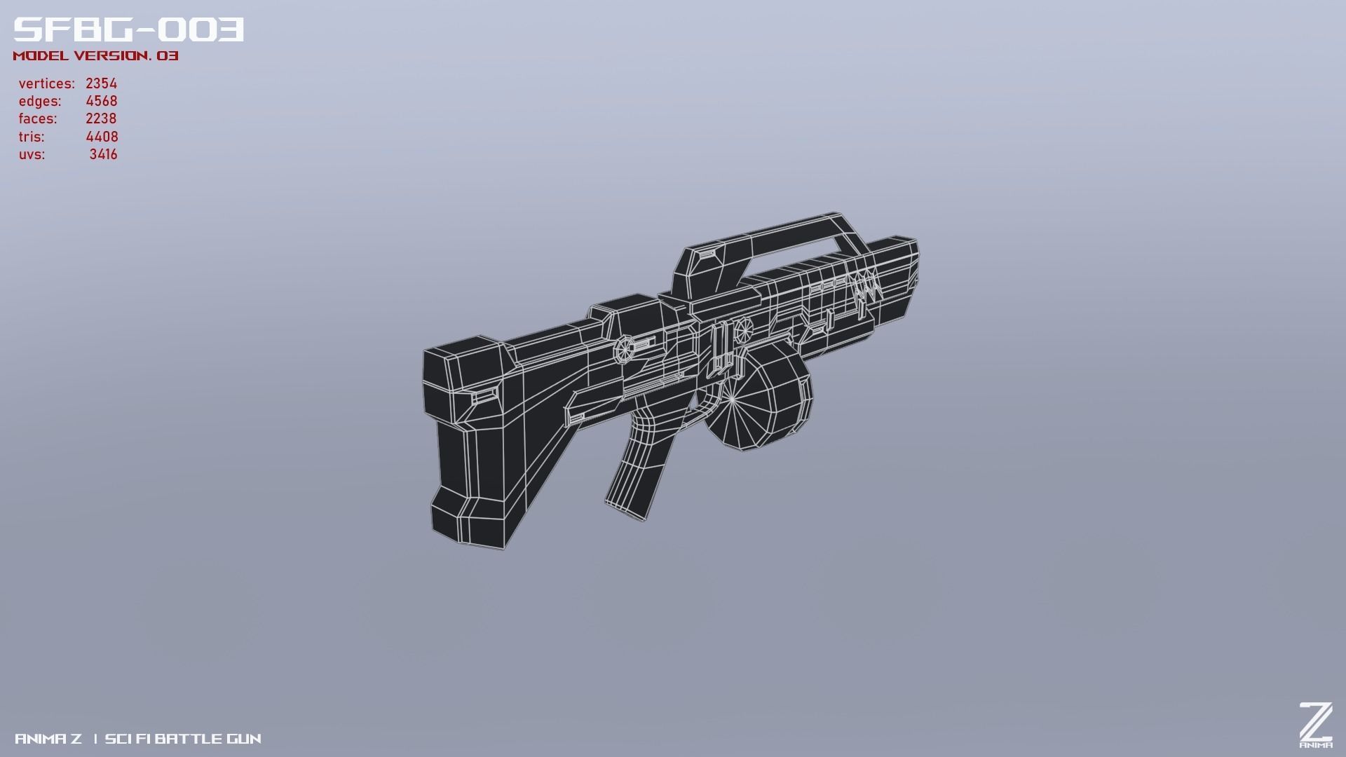 Scifi Battle gun Low-poly 3D model_14