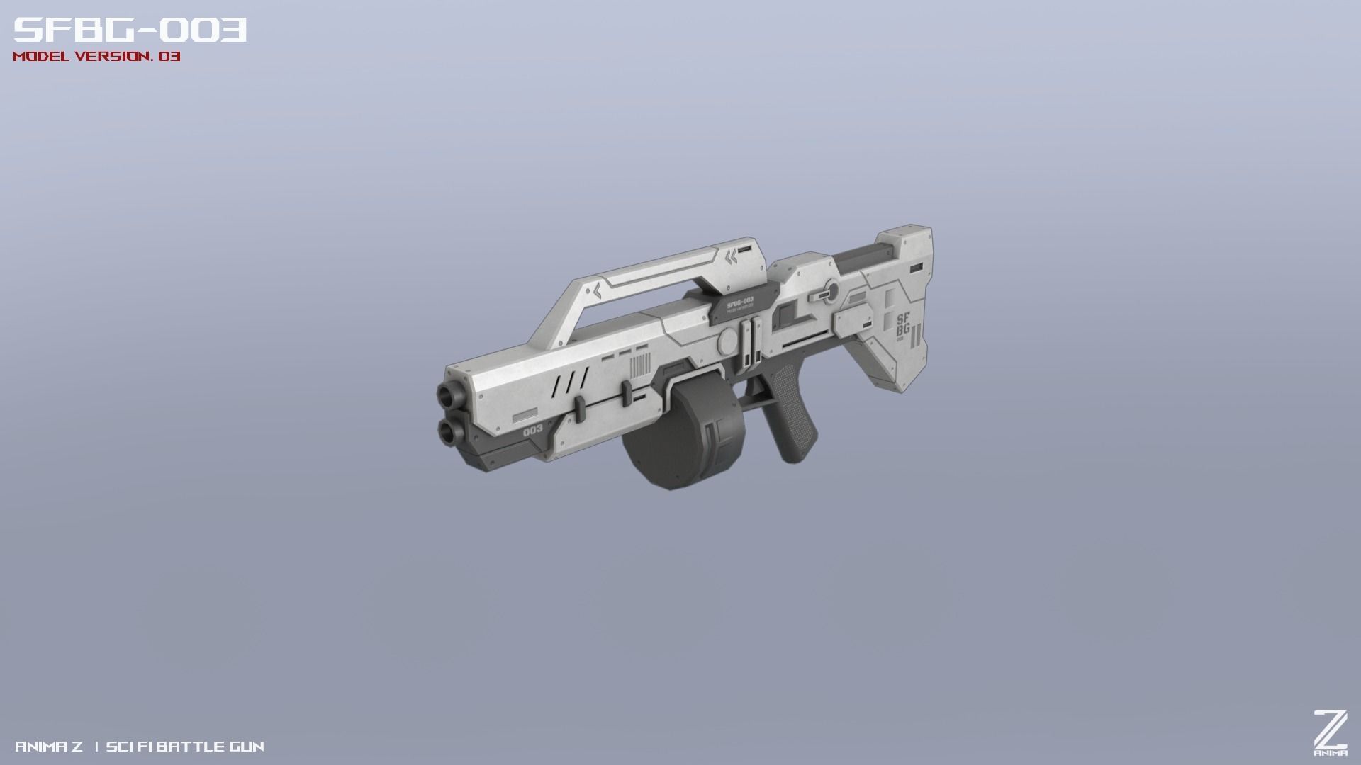 Scifi Battle gun Low-poly 3D model_6