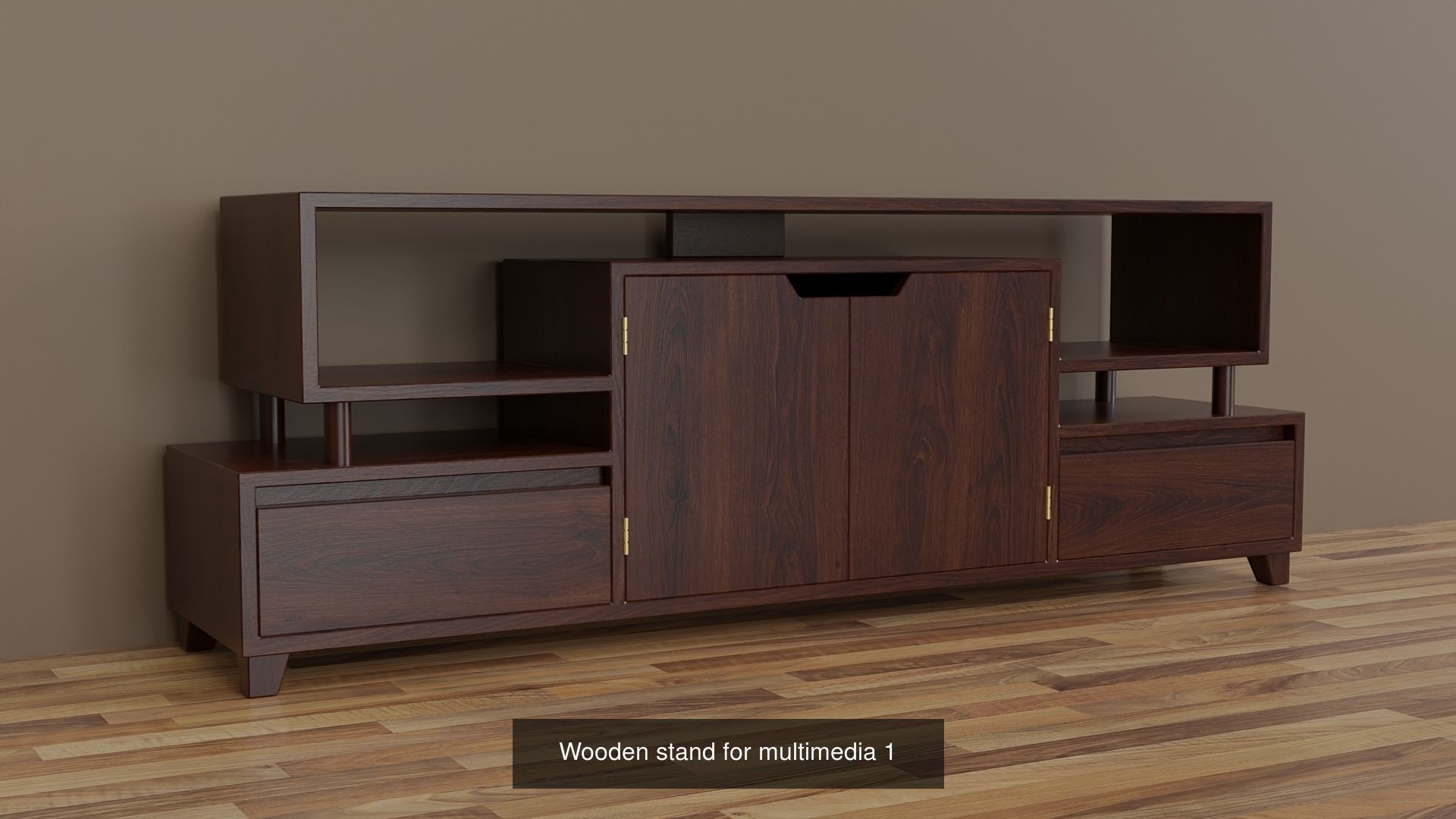 Wooden stand for multimedia collection _1