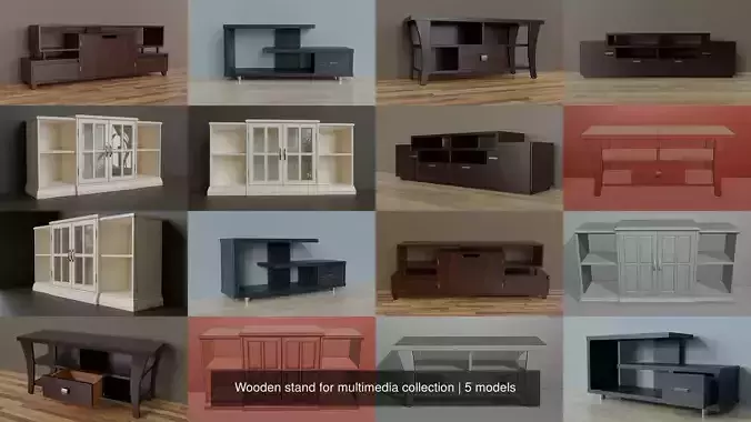 Wooden stand for multimedia collection 
