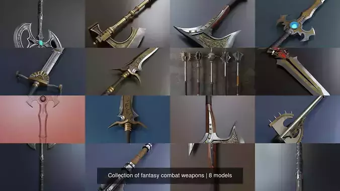 Collection of fantasy combat weapons 