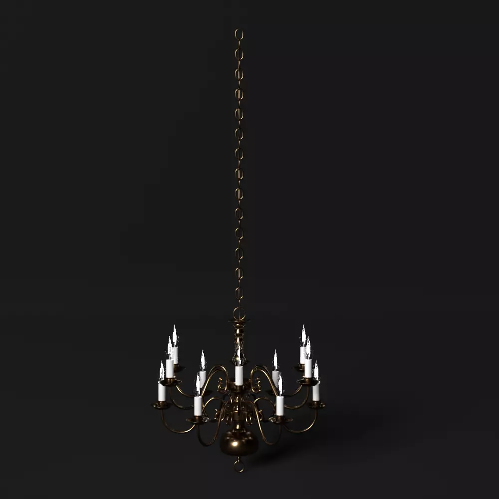 Chandelier with candles hanging from it 3D model_0