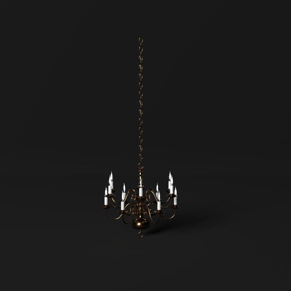Chandelier with candles hanging from it 3D model_1
