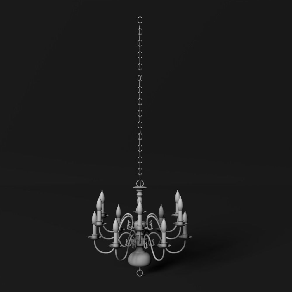 Chandelier with candles hanging from it 3D model_4