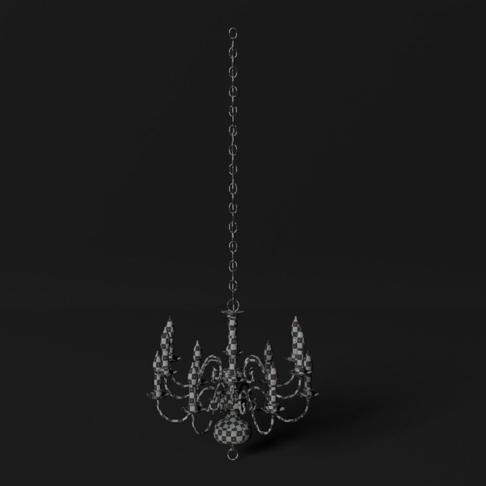 Chandelier with candles hanging from it 3D model_2