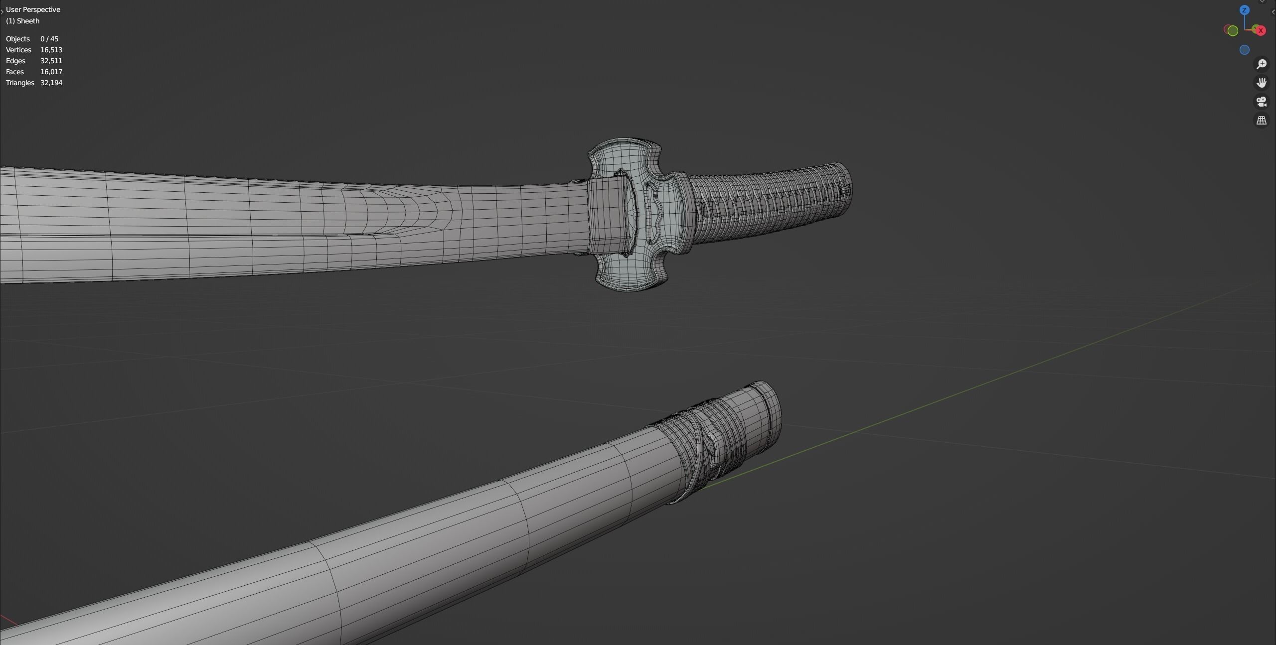 Katana Low-poly 3D model_4