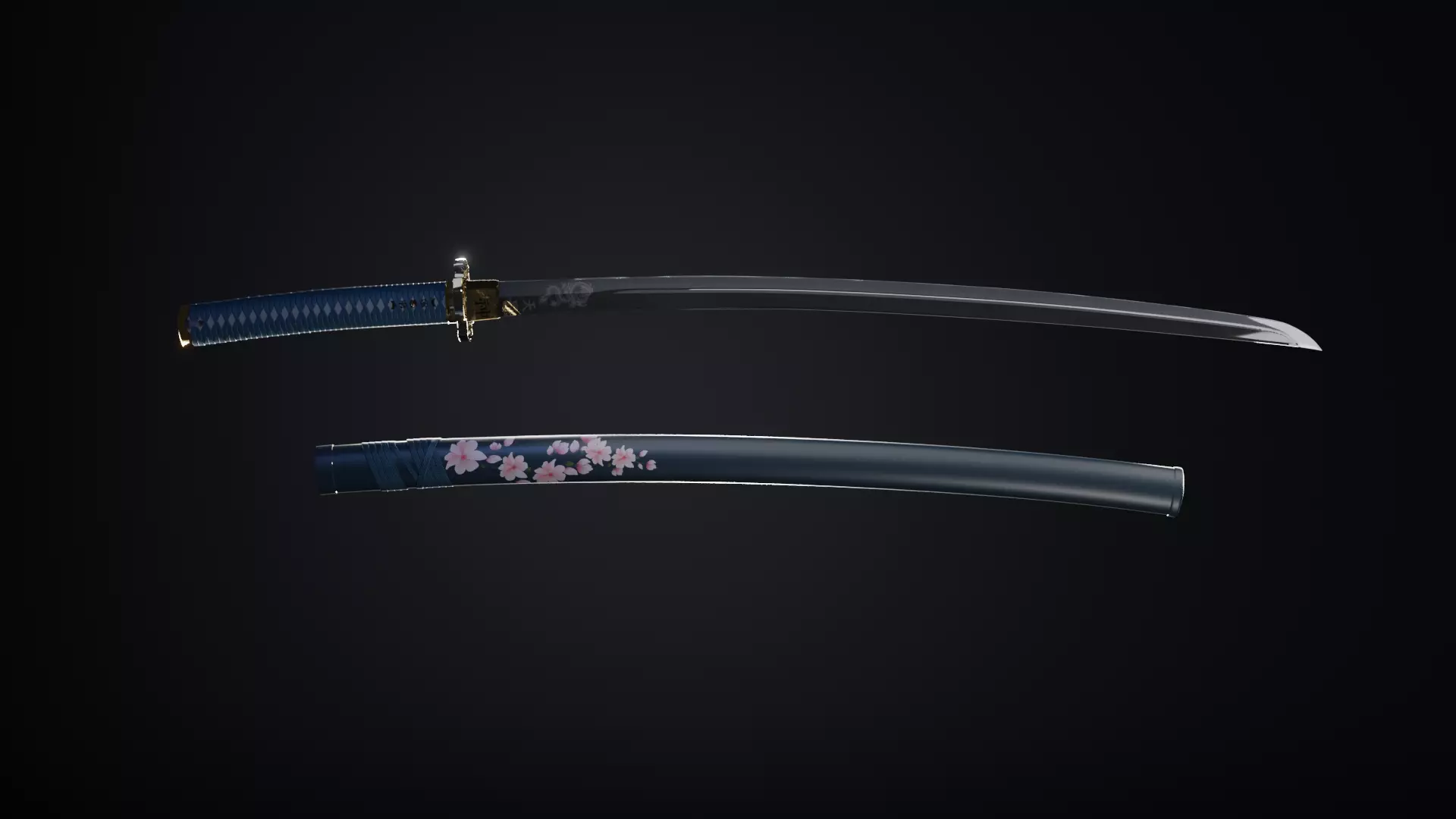 Katana Low-poly 3D model_0