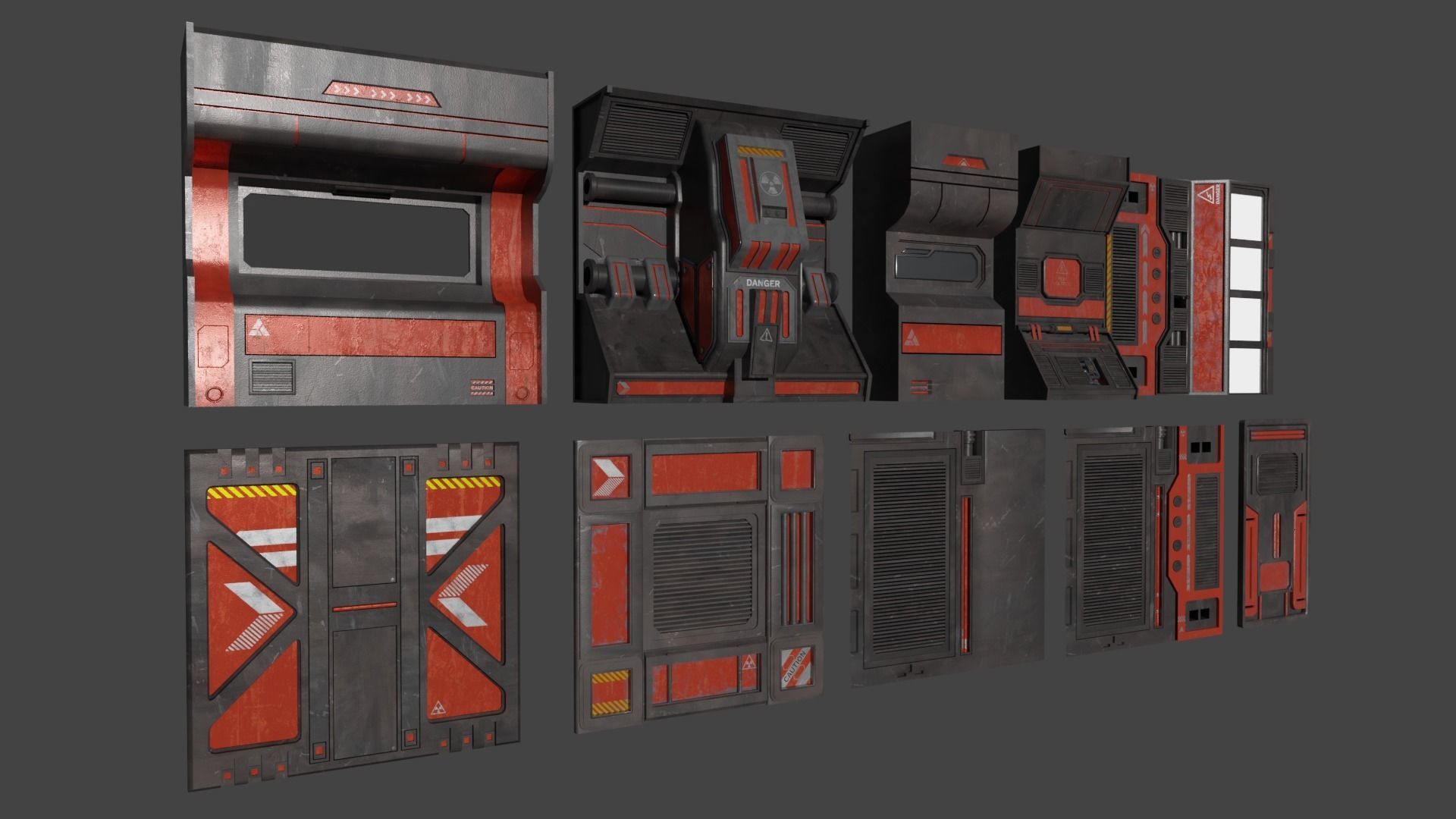 Realistic Modular Sci-fi Panel Pack Low-poly 3D model_7