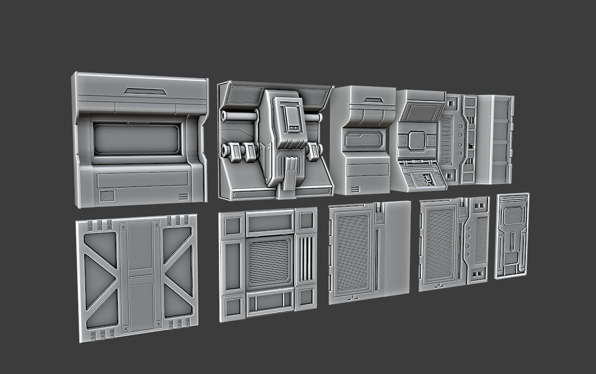 Realistic Modular Sci-fi Panel Pack Low-poly 3D model_10