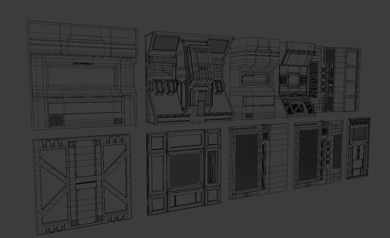 Realistic Modular Sci-fi Panel Pack Low-poly 3D model_9