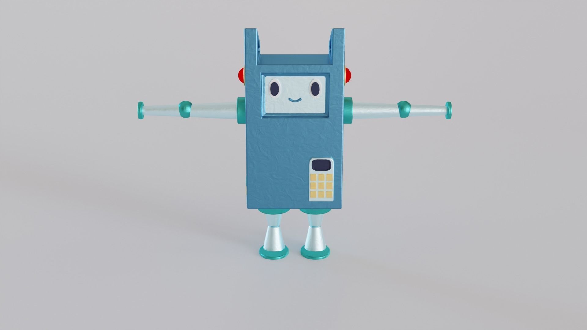 Two robots in cartoon style 3D model_1