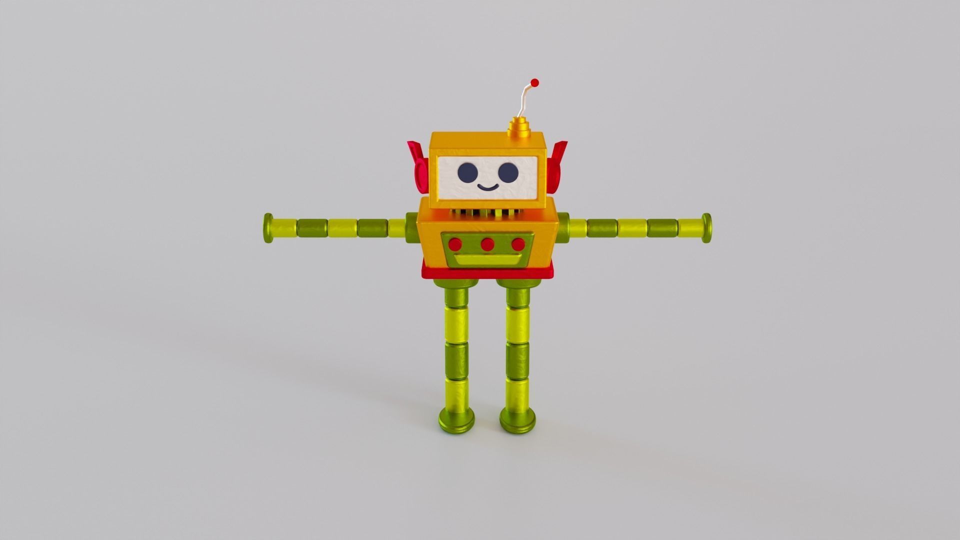 Two robots in cartoon style 3D model_3