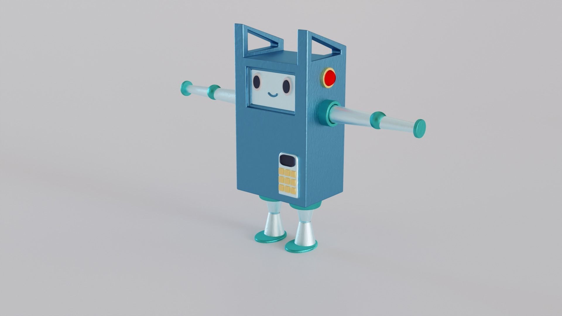 Two robots in cartoon style 3D model_2