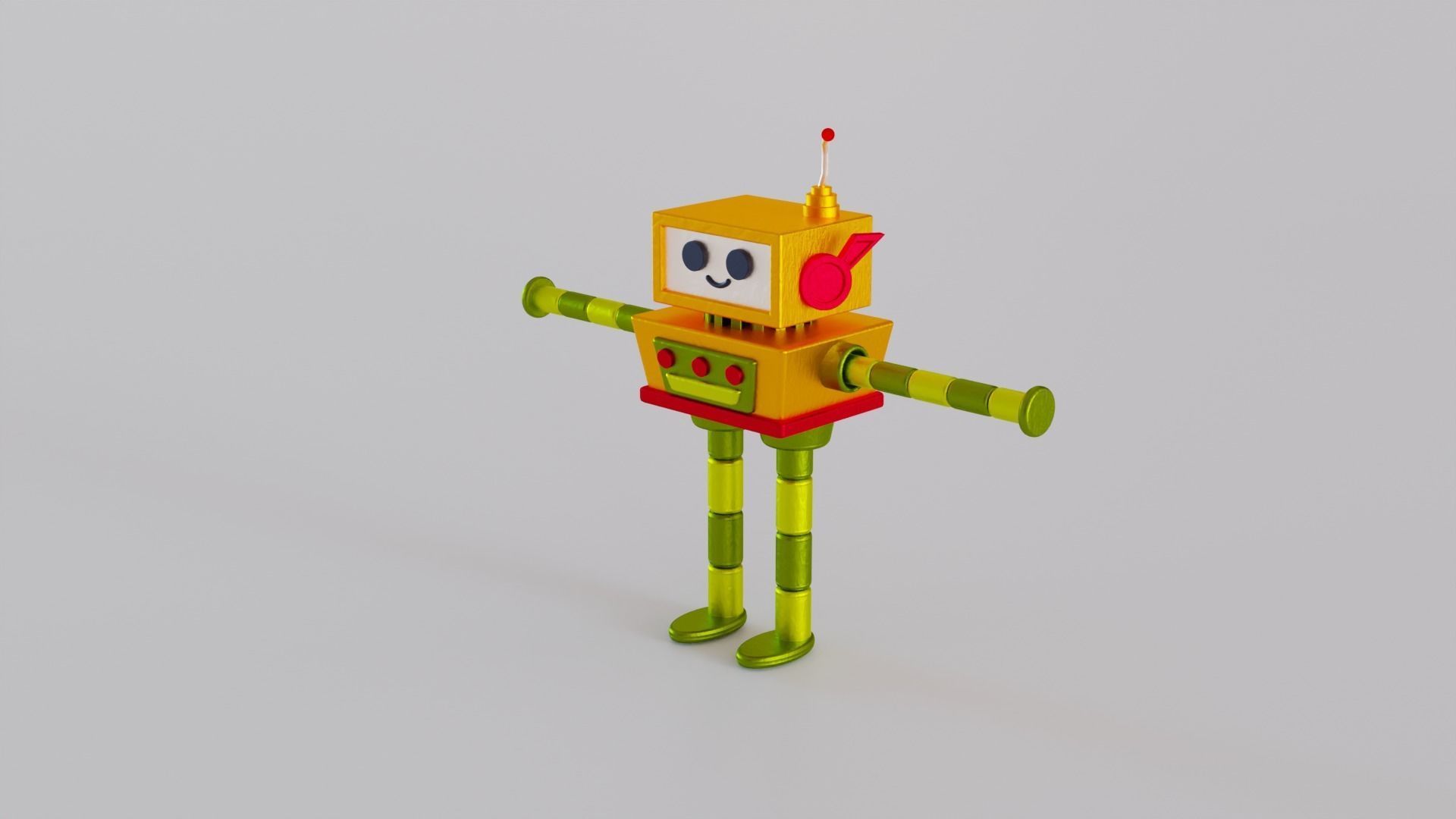 Two robots in cartoon style 3D model_4