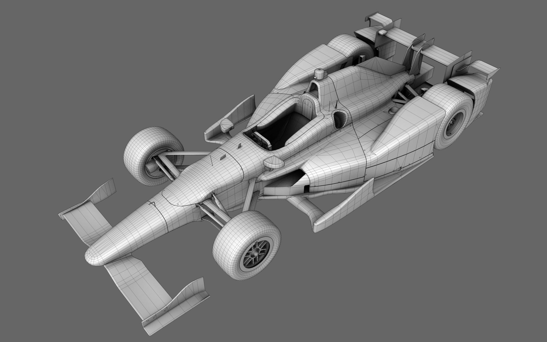  Dallara Open Wheel Car Honda 2015 PBR Low-poly 3D model_29