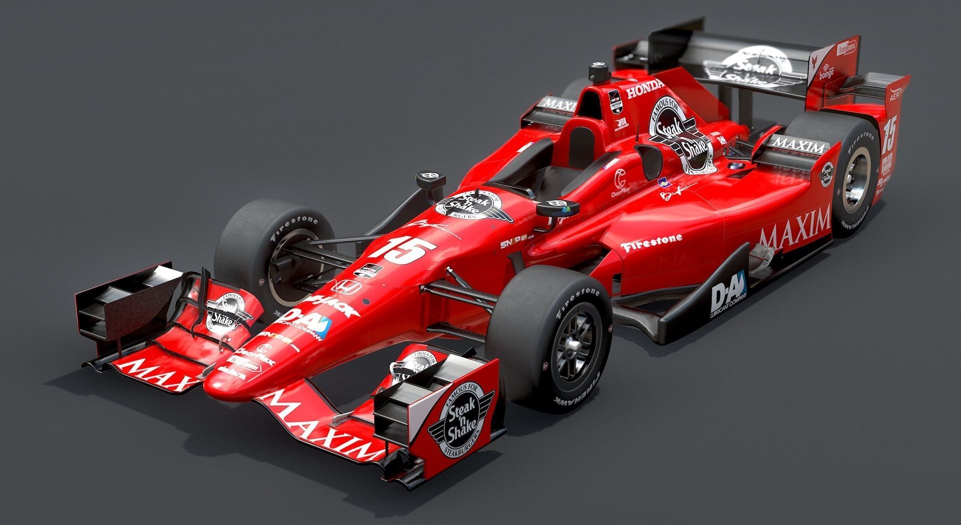  Dallara Open Wheel Car Honda 2015 PBR Low-poly 3D model_15