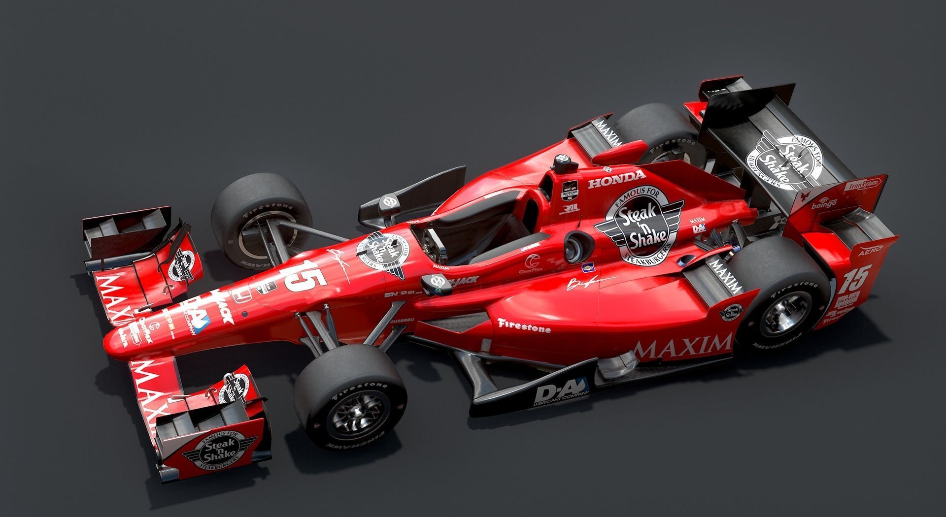  Dallara Open Wheel Car Honda 2015 PBR Low-poly 3D model_7