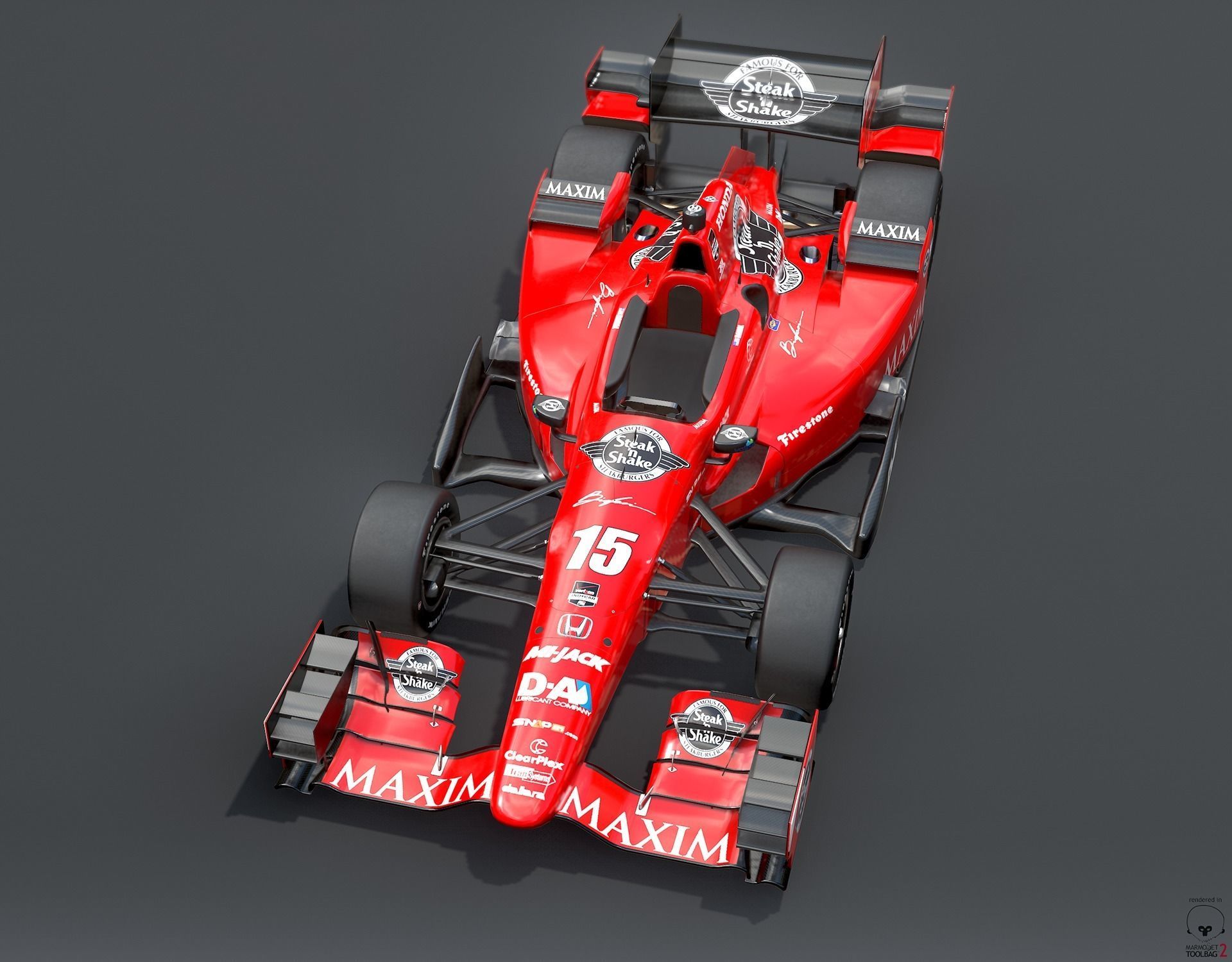  Dallara Open Wheel Car Honda 2015 PBR Low-poly 3D model_10