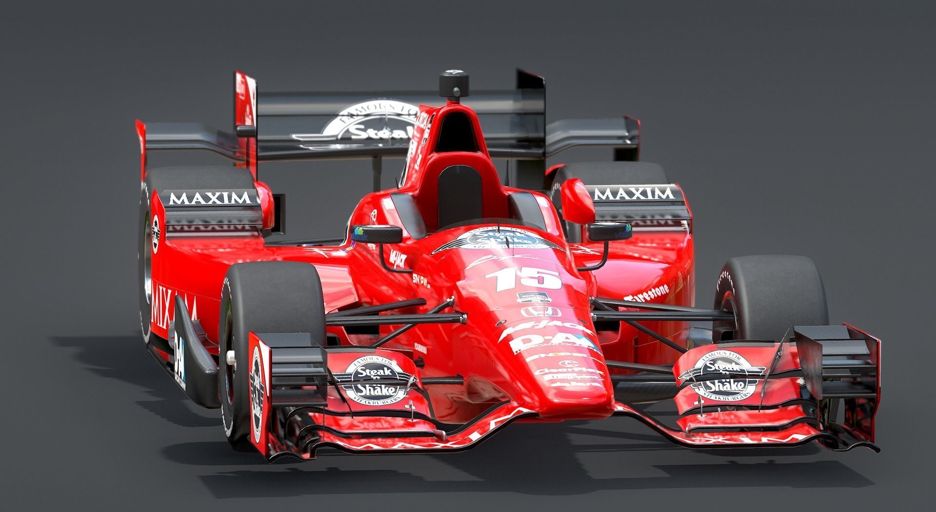  Dallara Open Wheel Car Honda 2015 PBR Low-poly 3D model_5