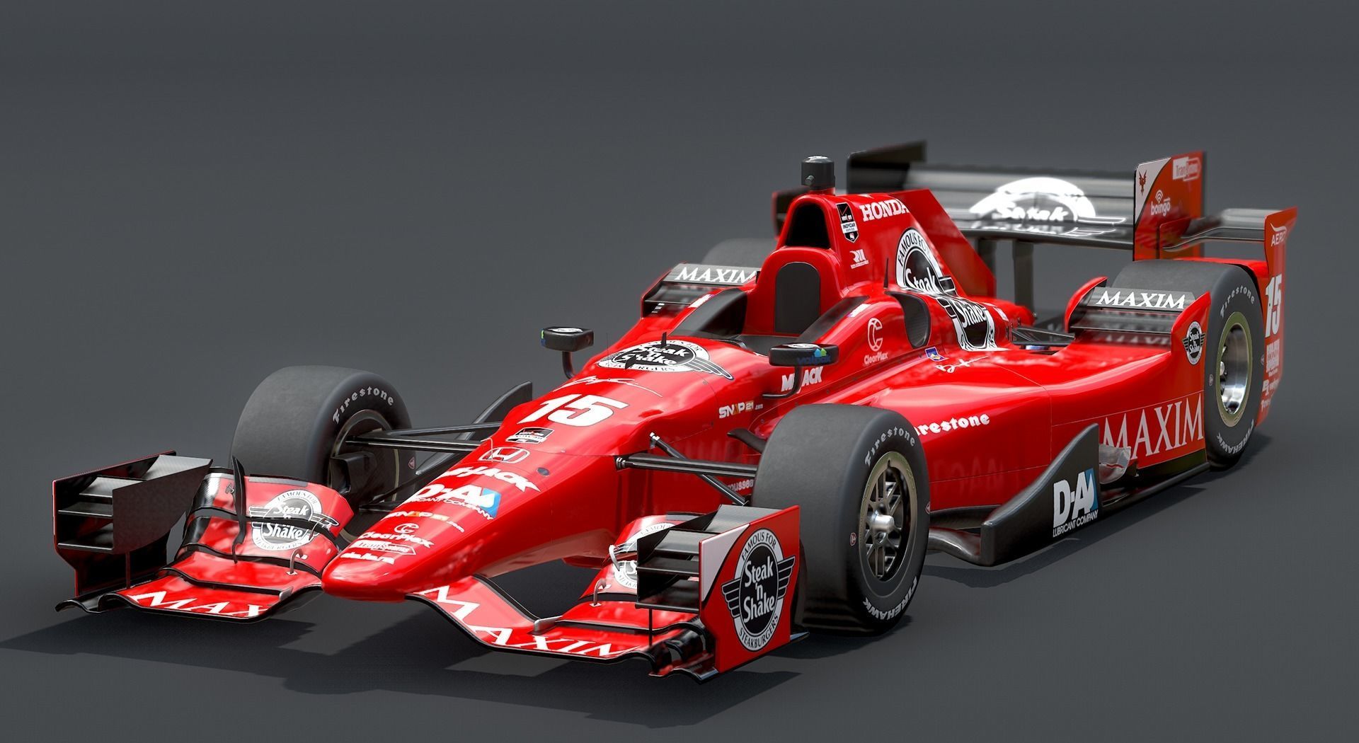  Dallara Open Wheel Car Honda 2015 PBR Low-poly 3D model_12