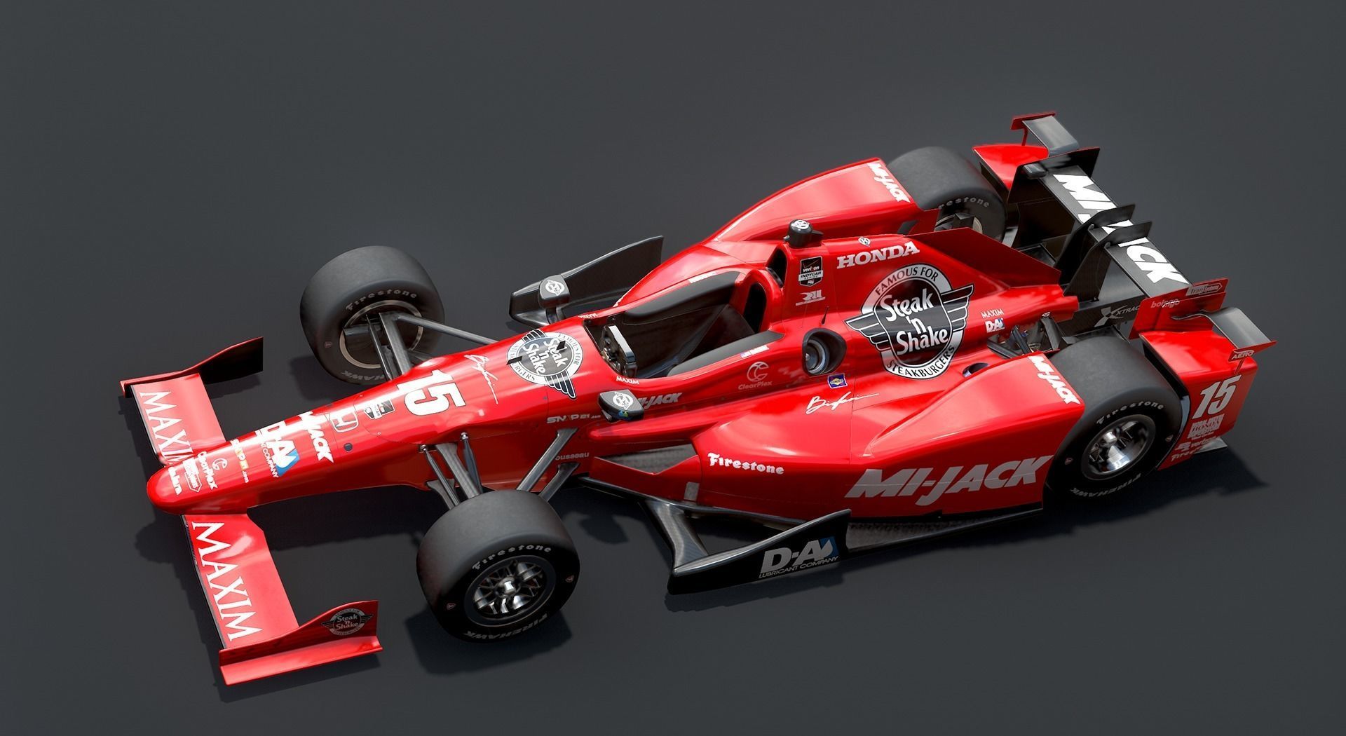  Dallara Open Wheel Car Honda 2015 PBR Low-poly 3D model_6