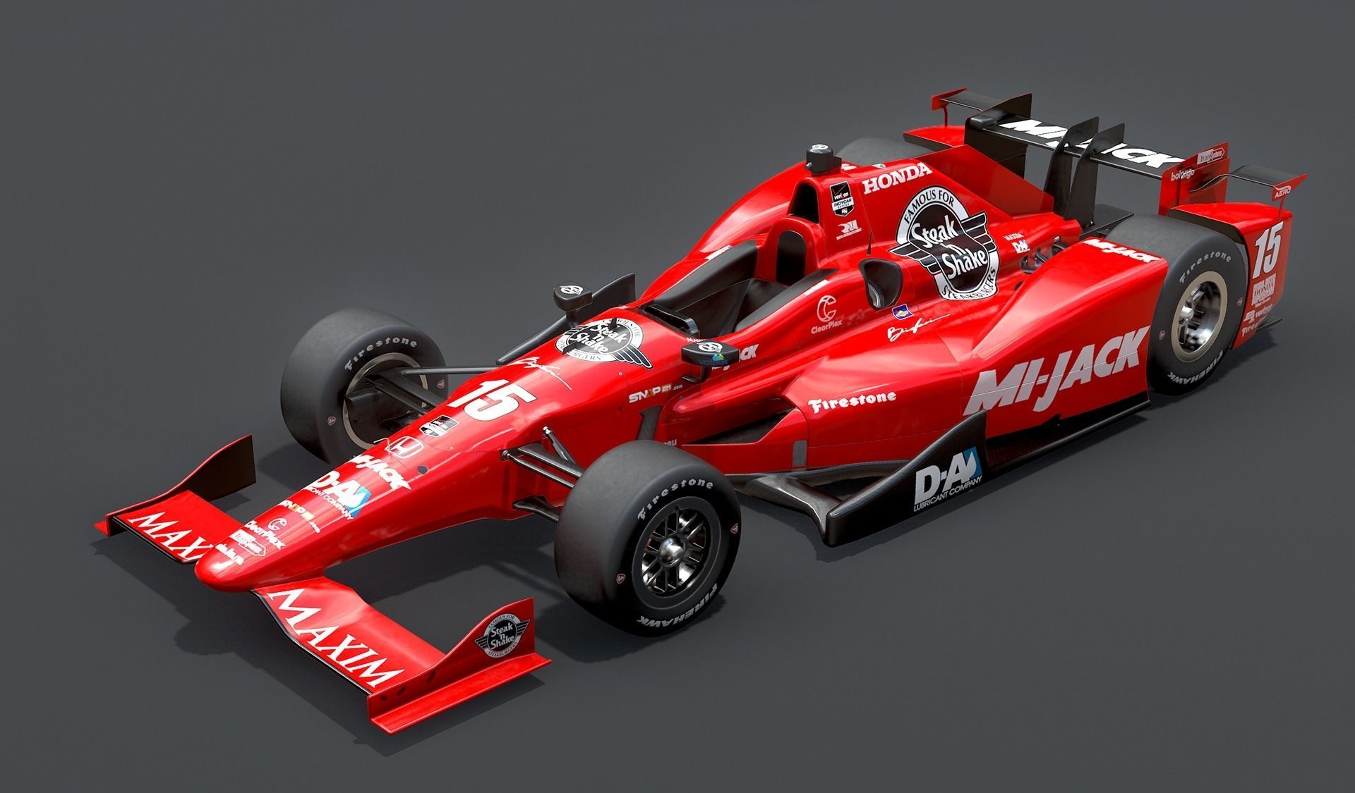  Dallara Open Wheel Car Honda 2015 PBR Low-poly 3D model_8