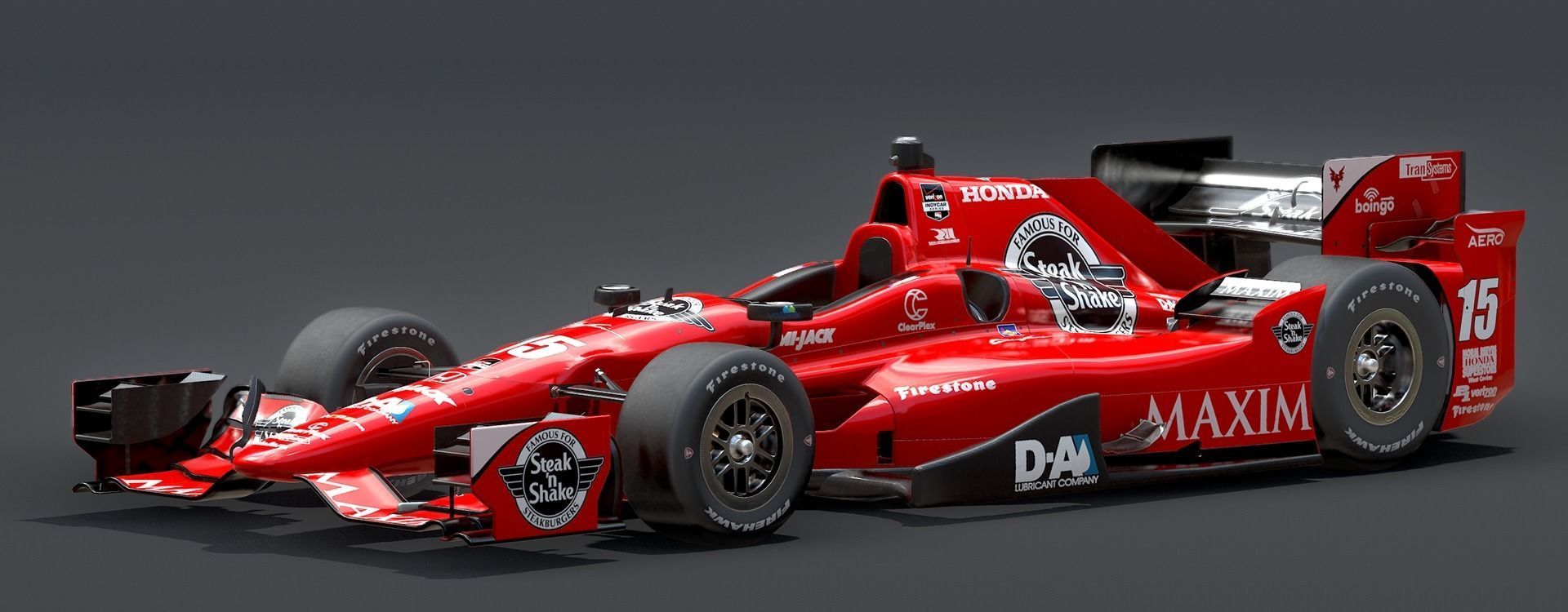  Dallara Open Wheel Car Honda 2015 PBR Low-poly 3D model_2