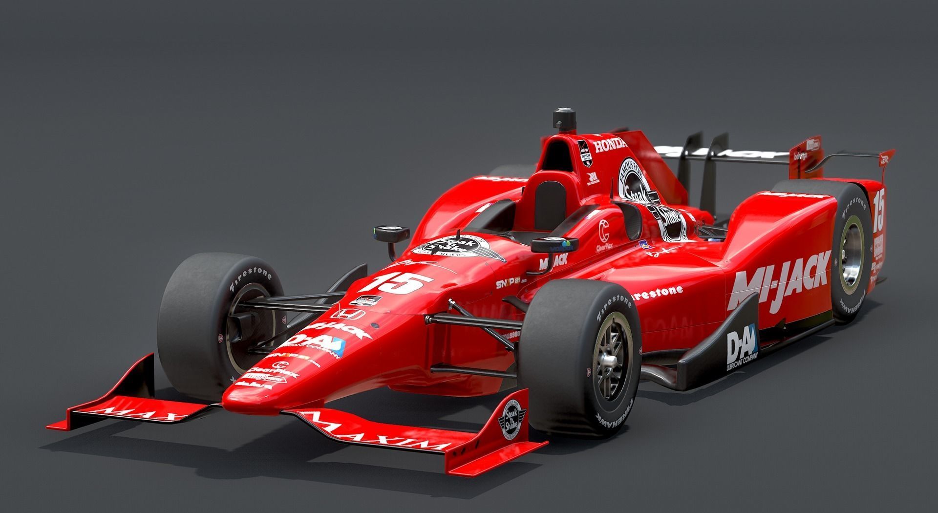 Dallara Open Wheel Car Honda 2015 PBR Low-poly 3D model_13