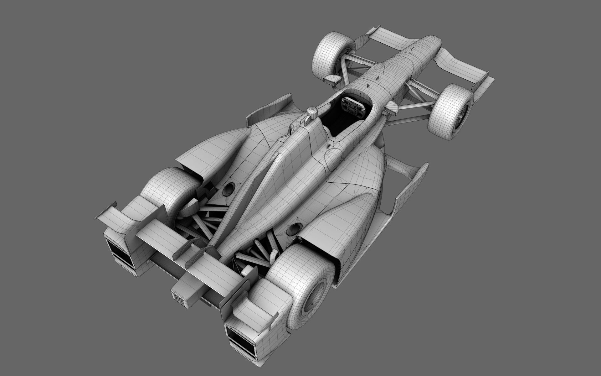  Dallara Open Wheel Car Honda 2015 PBR Low-poly 3D model_33