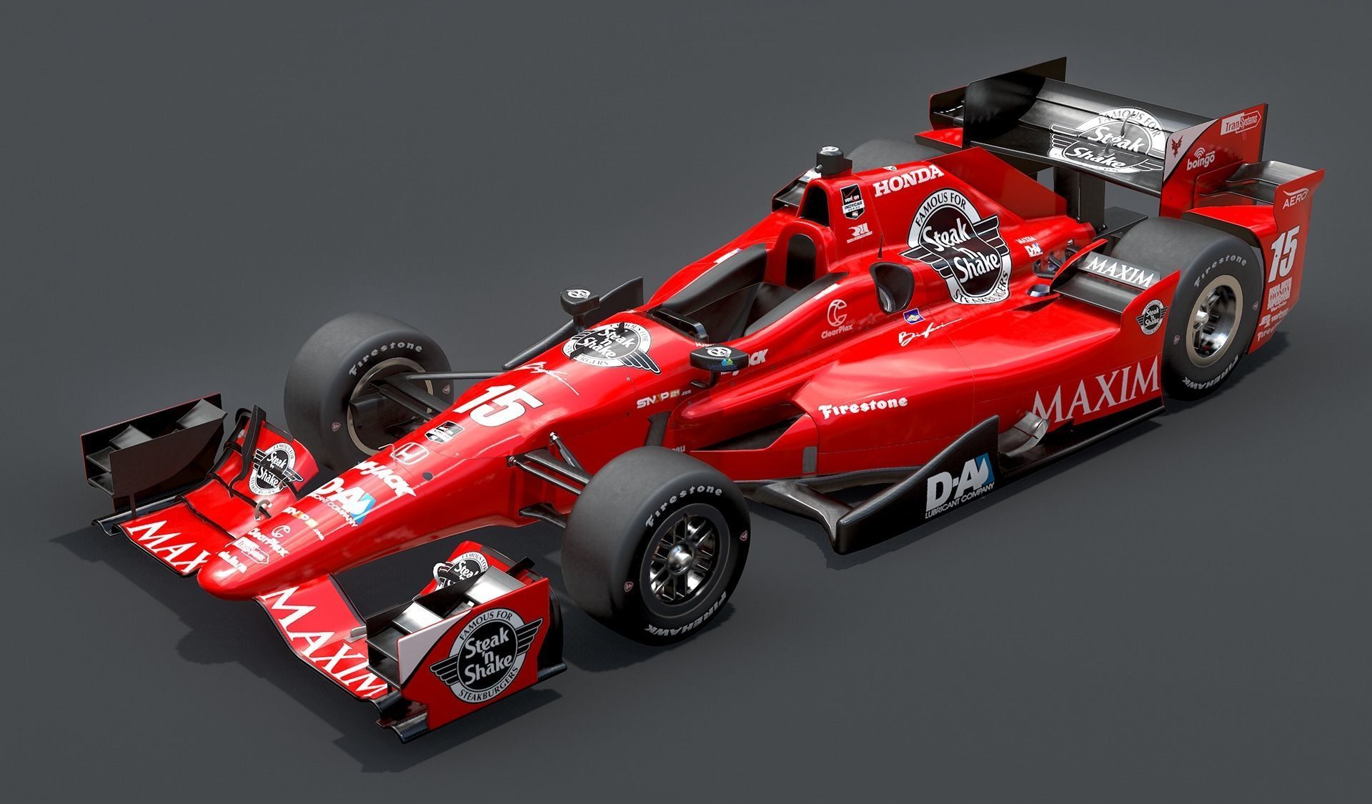  Dallara Open Wheel Car Honda 2015 PBR Low-poly 3D model_9