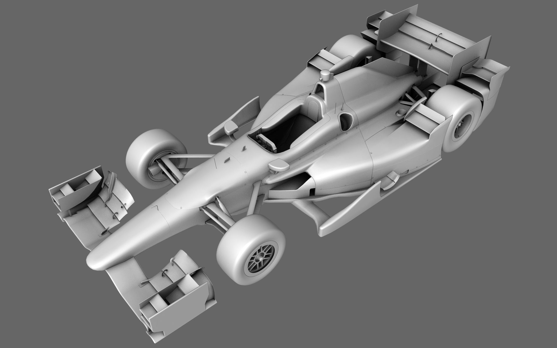  Dallara Open Wheel Car Honda 2015 PBR Low-poly 3D model_26