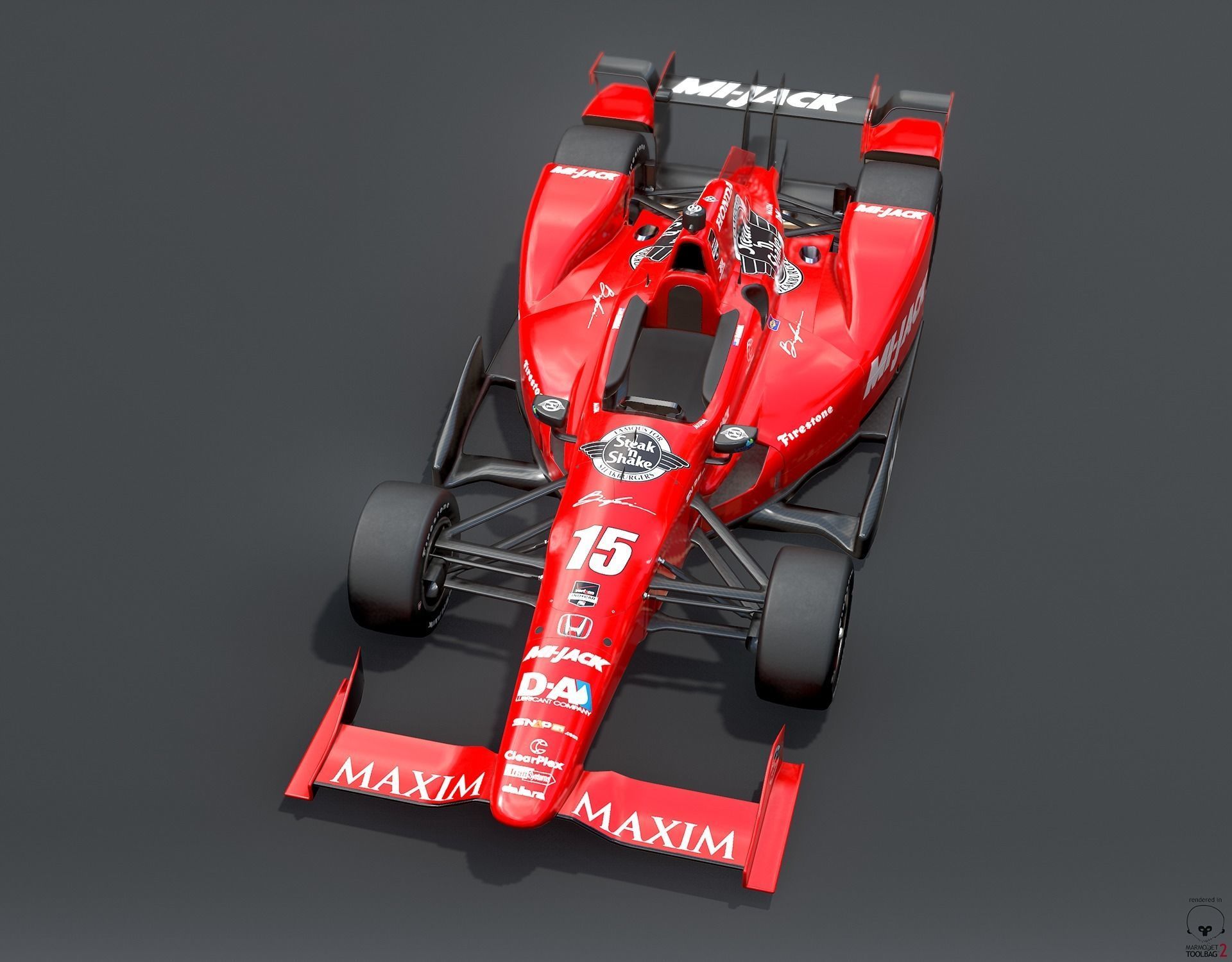  Dallara Open Wheel Car Honda 2015 PBR Low-poly 3D model_11